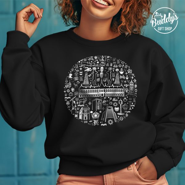 Unisex crna duks majica sa motivima Tuzle u krugu