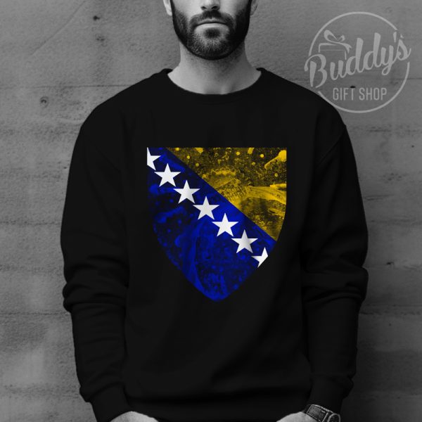 Crna unisex duks majica s grbom Bosne i Hercegovine