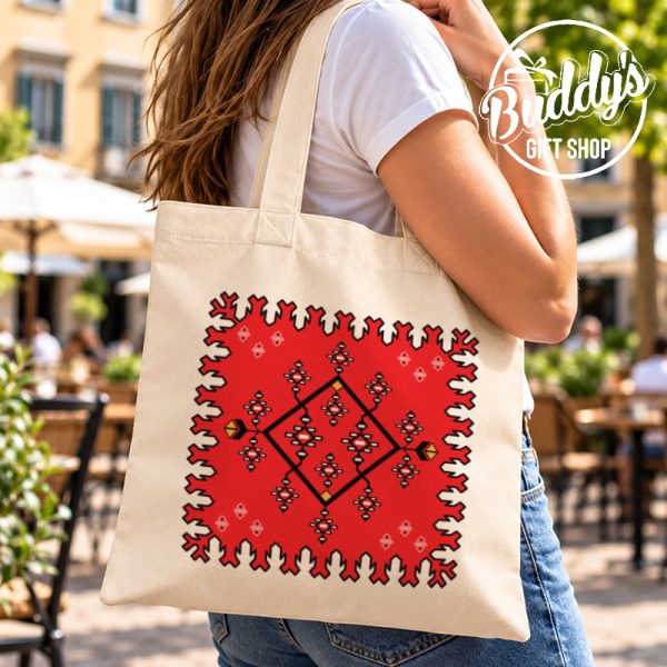 Bež platneni Eco ceker sa tradicionalnim motivom bosanskog ćilima