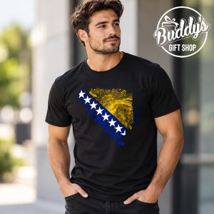 Crna muška majica s motivom karte Bosne i Hercegovine