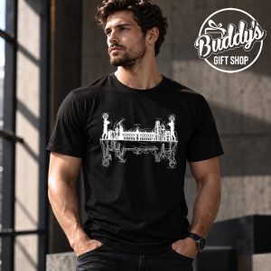 Muška crna majica Tuzla Skyline s bijelim motivom