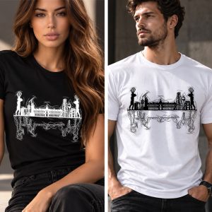 Muška i ženska majica Tuzla Skyline u crnoj i bijeloj boji